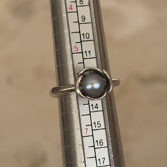 Authentic Pandora Grey Pearl My Wish Ring Retired Vintage Size 6 - Picture 8 of 8